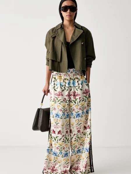 Adidas nohavice wide leg dámske x Farm Rio béžová