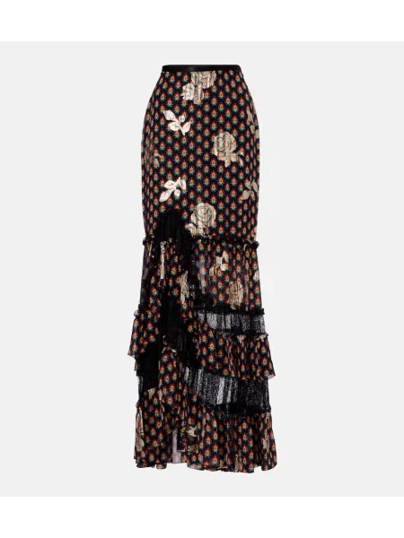 Maxi fusta maxi Etro de mătase cu imagine negru