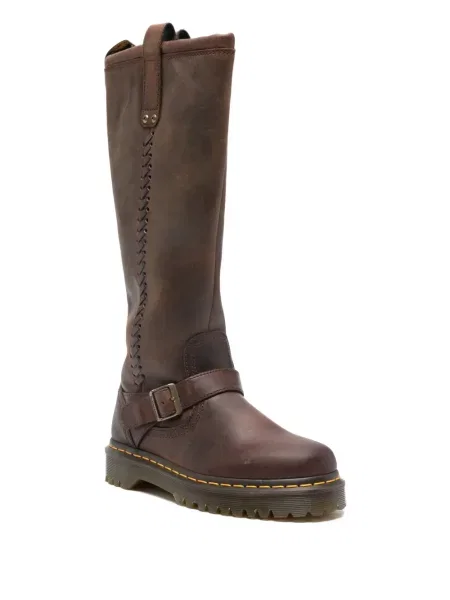 Botine Dr. Martens cu cataramă cu bretele maro