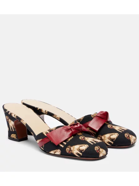 Papuci tip mules Valentino Garavani din piele cu imagine negru