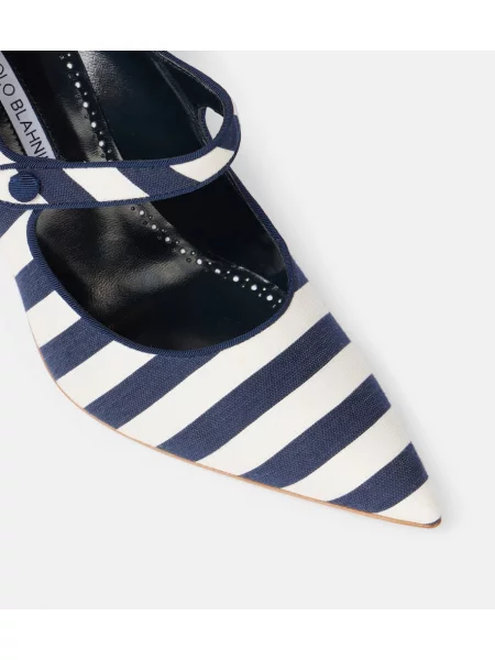 Pruhované lodičky Manolo Blahnik modrá