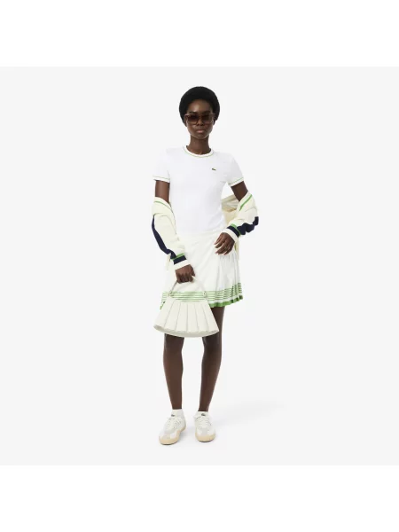Lacoste T-Shirt Z Okrągłym Dekoltem Slim Fit biały