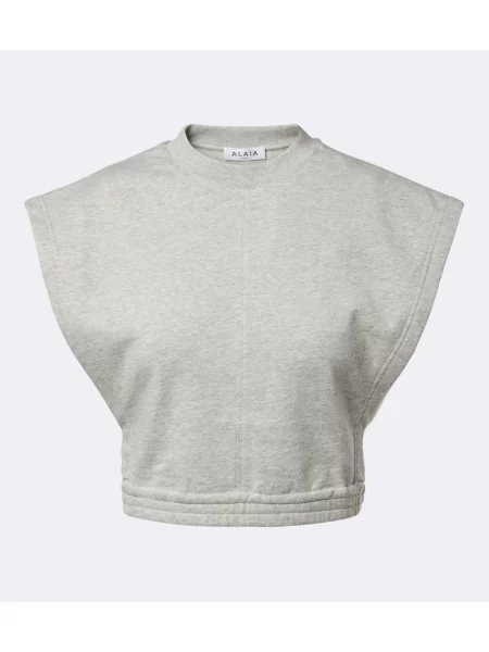 Decupat top Alaïa din fleece gri