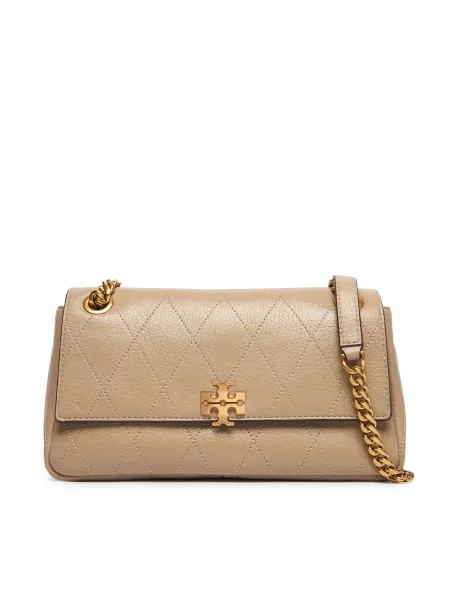 Kabelka Tory Burch Charlie Quilted Small Shoulder Bag Krémová béžová