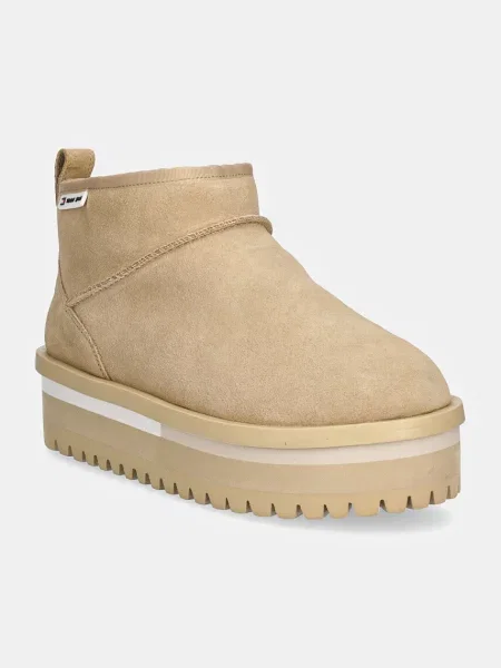 Велурени апрески Tommy Jeans TJW SUEDE FLATFORM BOOT WL бежово