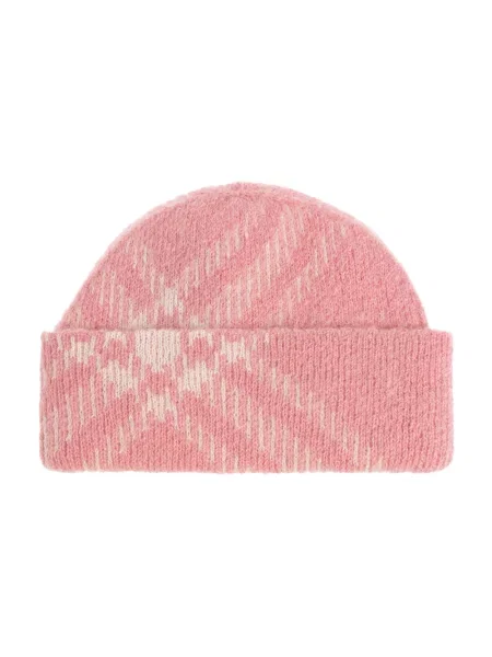 Czapka Burberry wełniana różowa