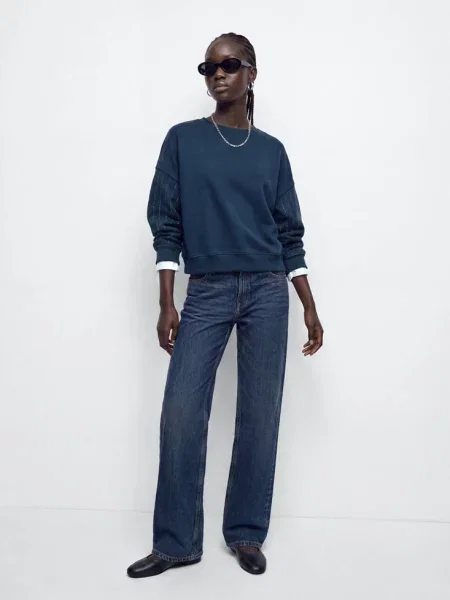 Bluza ze zdobieniami Teen S MANGO TEEN granatowy