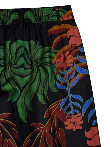 Pantaloni Paula de mătase cu model floral cu imagine negru