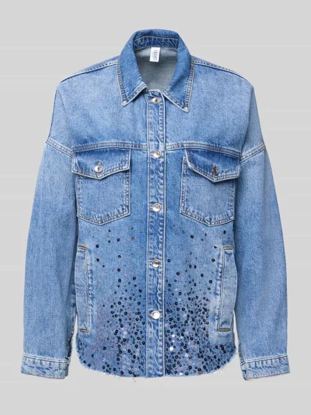 Kurtka jeansowa o kroju regular fit z cekinowym obszyciem Liu Jo White niebieska