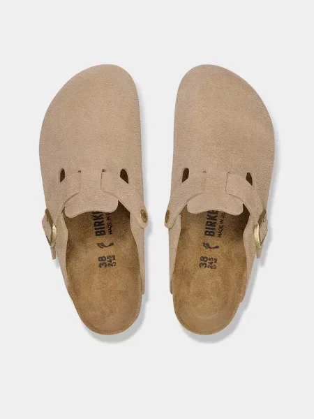 Замшевые сабо Birkenstock бежевые
