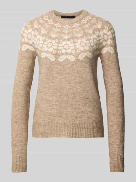 Sweter z dzianiny o kroju regular fit z dodatkiem wełny model ‘SIMONE’ Vero Moda