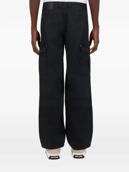 Pantaloni cargo Roberto Cavalli cu autograf negru