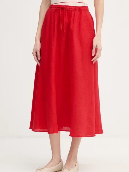 Tommy Hilfiger spódnica lniana czerwona