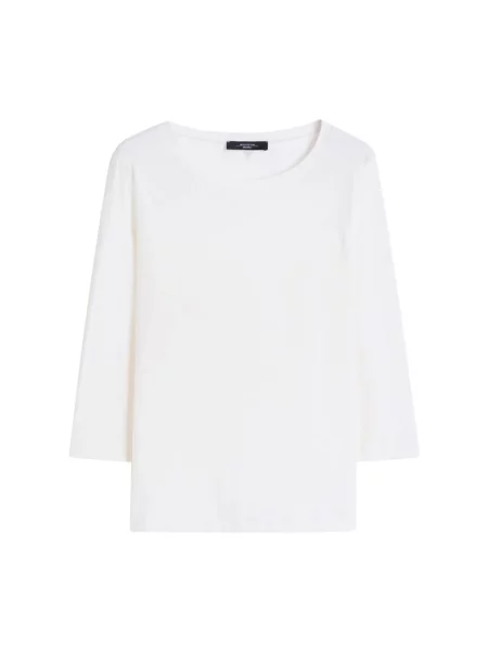 Bluzka z rękawem o dł. o kroju slim fit z mieszanki bawełny model „MULTIA” Weekend Max Mara biała