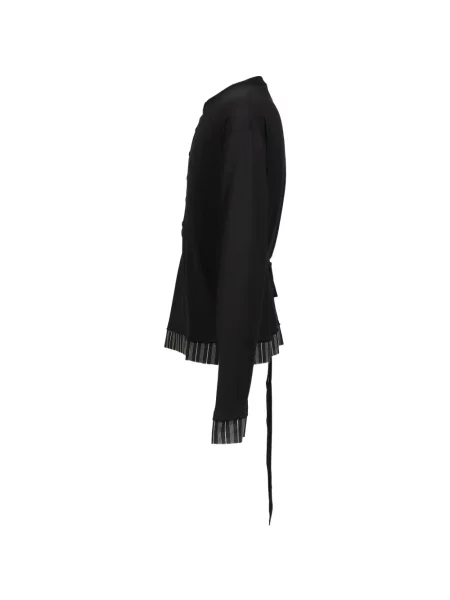 Cămașă Ann Demeulemeester cu guler henley negru