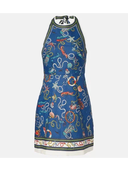 Rochie Alemais de in cu imagine cu gât halter albastru