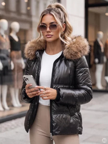 Kurtka zimowa pikowana SPARKLE Dstreet czarna
