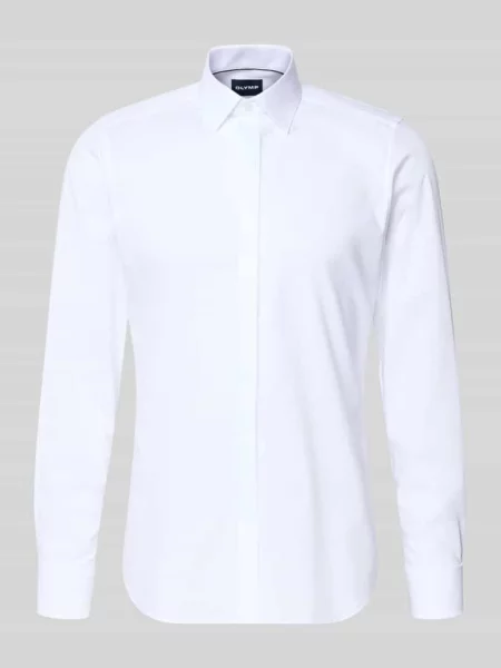 Koszula smokingowa o kroju slim fit z bawełny z dodatkiem streczu Olymp Level 5 biała