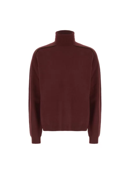 Lniany sweter z golfem Maison Margiela czerwony