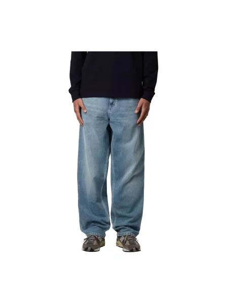 Jeansy straight leg Carhartt Wip niebieskie
