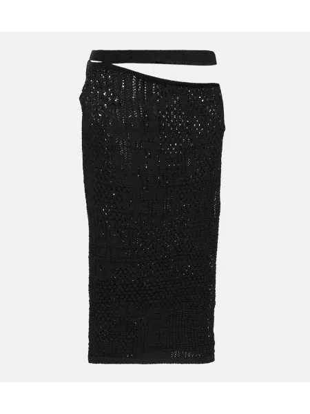 Fustă midi Roberta Einer tricotate până la genunchi negru