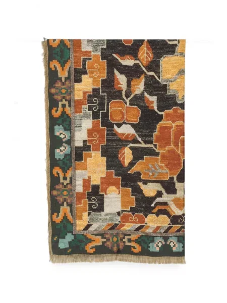 Fular Pierre-louis Mascia cu franjuri cu imprimeu geometric negru