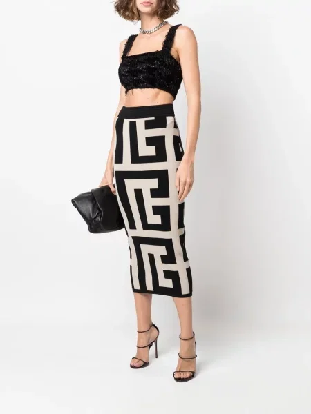 Pletený top Balmain s flitry černý