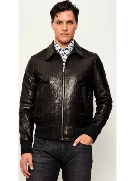 Karl Lagerfeld Geacă de piele negru