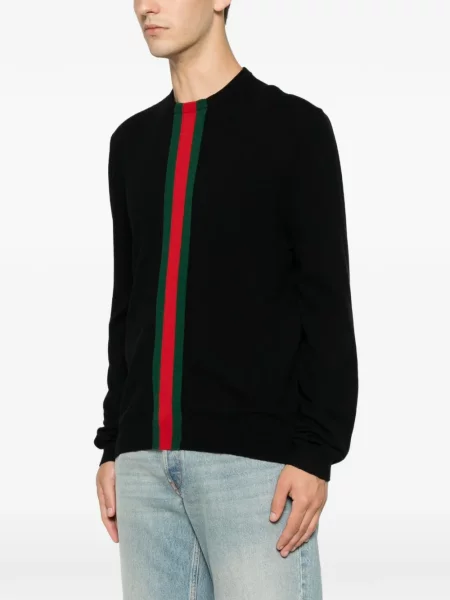 Pulover Gucci din cașmir cu dungi negru