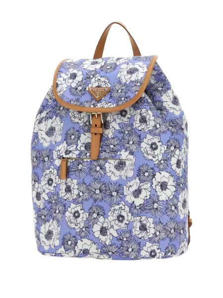 Rucsac Prada cu model floral cu imagine albastru