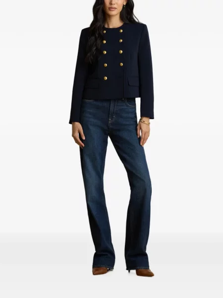 Двуредно яке Lauren Ralph Lauren от креп синьо