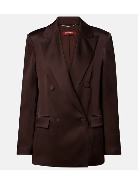 Sacou Max Mara din satin cu două rânduri de nasturi maro