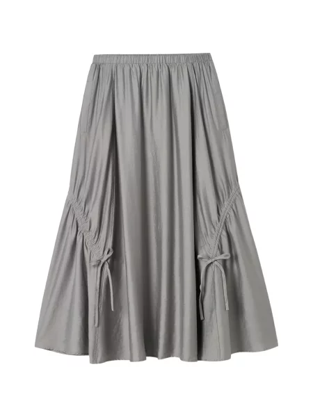 Fustă midi Tout A Coup cu volane cu cordon gri