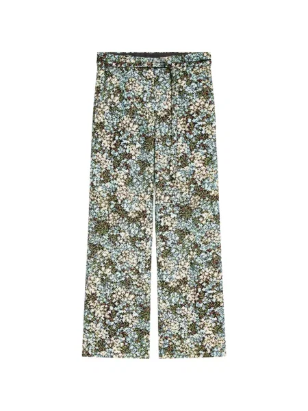 Pantaloni Dries Van Noten cu model floral evazate negru