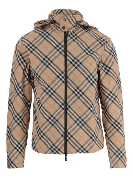 Geacă Burberry în carouri cu glugă
