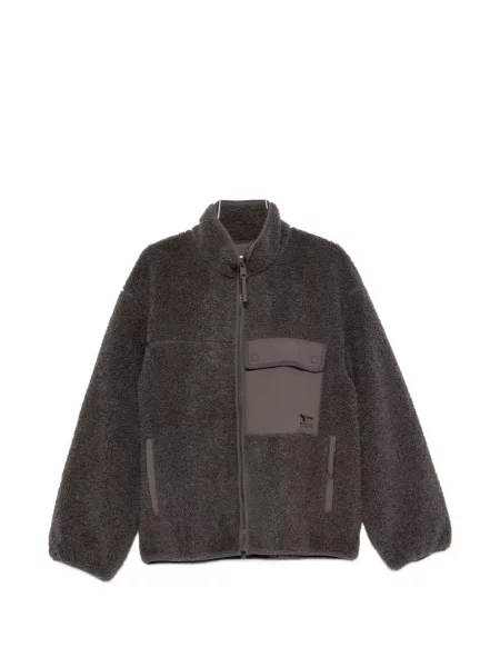 Geacă Maison Kitsune din fleece gri