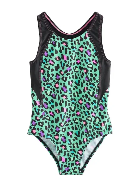 Next Costum de baie întreg verde / lila / roz negru