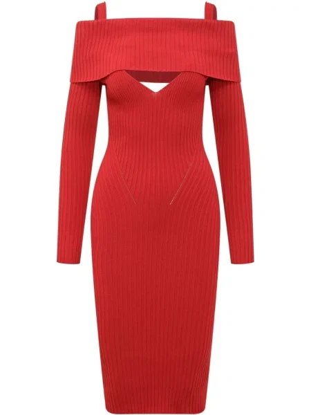 Rochie midi Andreadamo până la genunchi de costum roșu