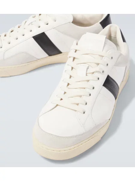 Sneakerși Tom Ford din piele de căprioară alb