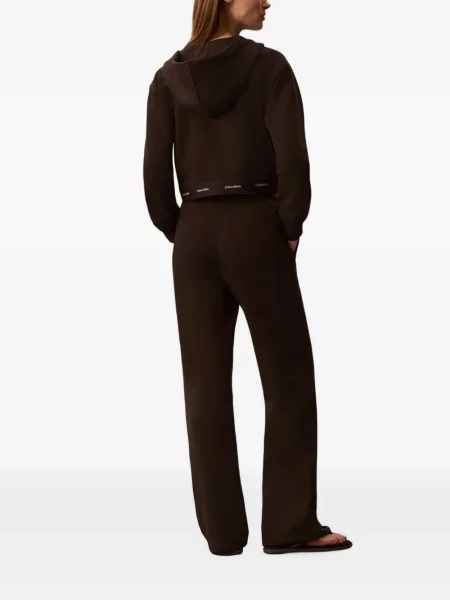 Pantaloni Calvin Klein alergare cu autograf maro