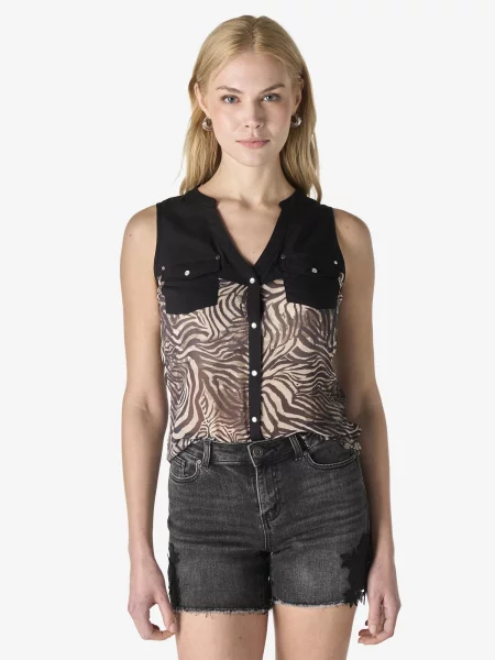 KOROSHI Bluza rjava / temno siva / črna / off-bela bela