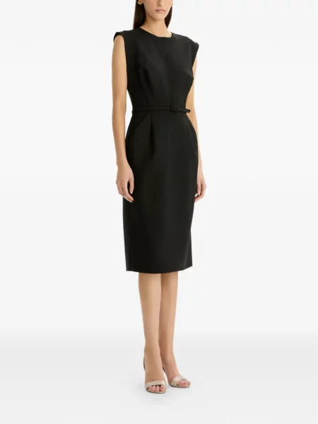 Osłona sukienka ołówkowa Oscar De La Renta wełniana garniturowa czarna