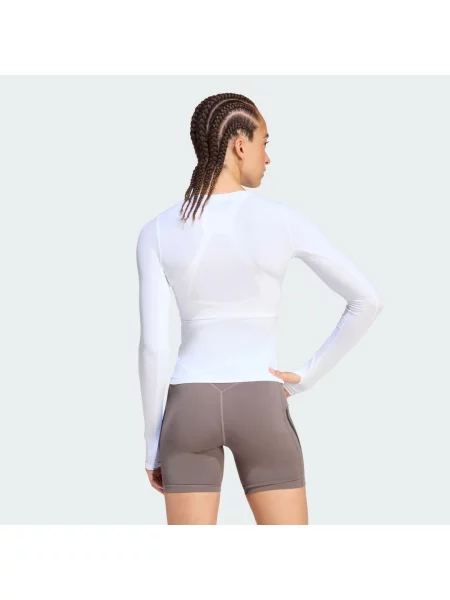 Koszulka adidas Power Essentials Contour z długim rękawem czysty L biały