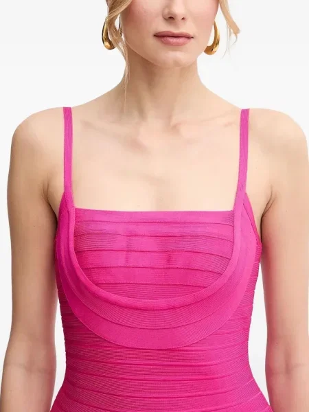 Rochie mini Hervé Léger de costum roz