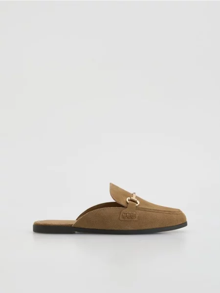 Замшевые мюли Reserved бежевые