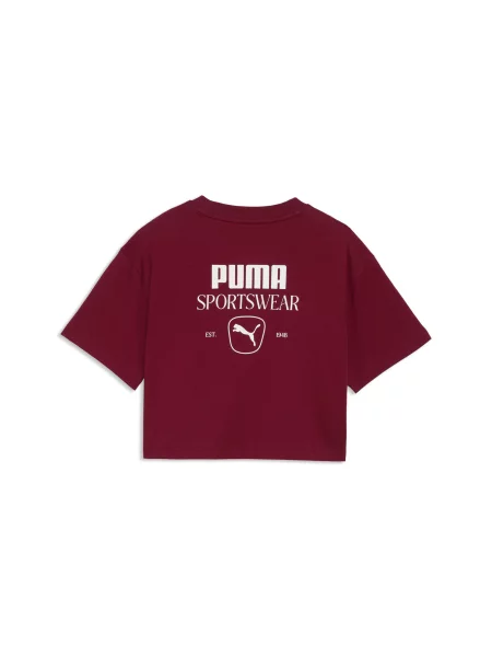 Młodzieżowa koszulka PUMA Class Relaxed Cropped z nadrukiem PUMA czerwona