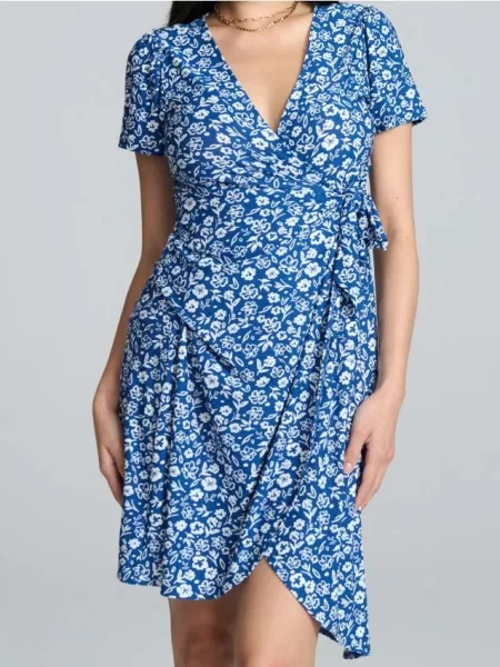 Сукня з запахом і зав’язкою різнобарвний