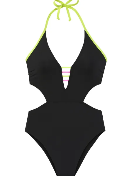 BUFFALO Costum de baie întreg verde neon / roz negru