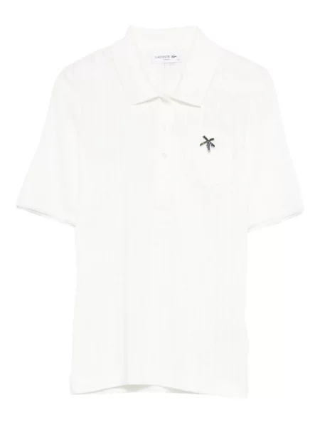 Polo Lacoste ajurat alb