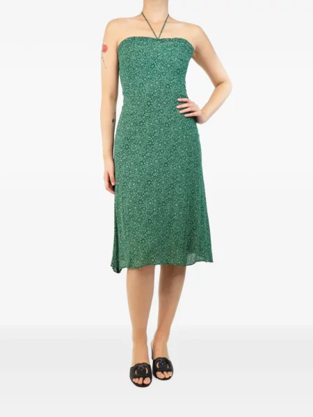 Rochie midi Reformation cu model floral cu imagine verde